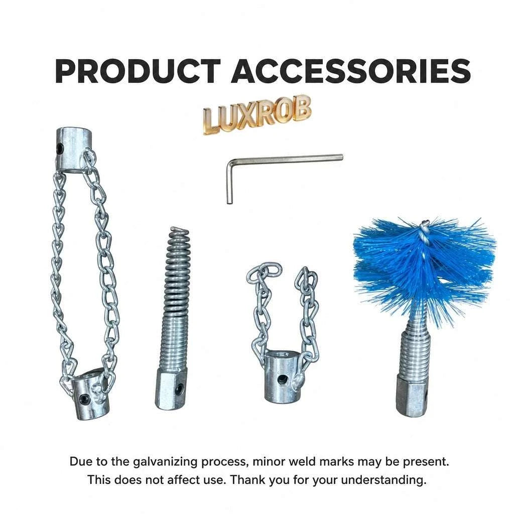 Flexible Drain Cleaning Tool Kit with Attachments for Tough Clogs-Accessory Set