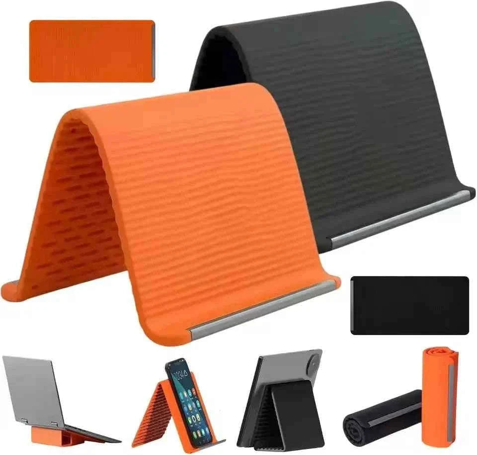 Flexible Foldable Silicone Phone Holder Adjustable Multi-Angle Desktop Stand-Orange