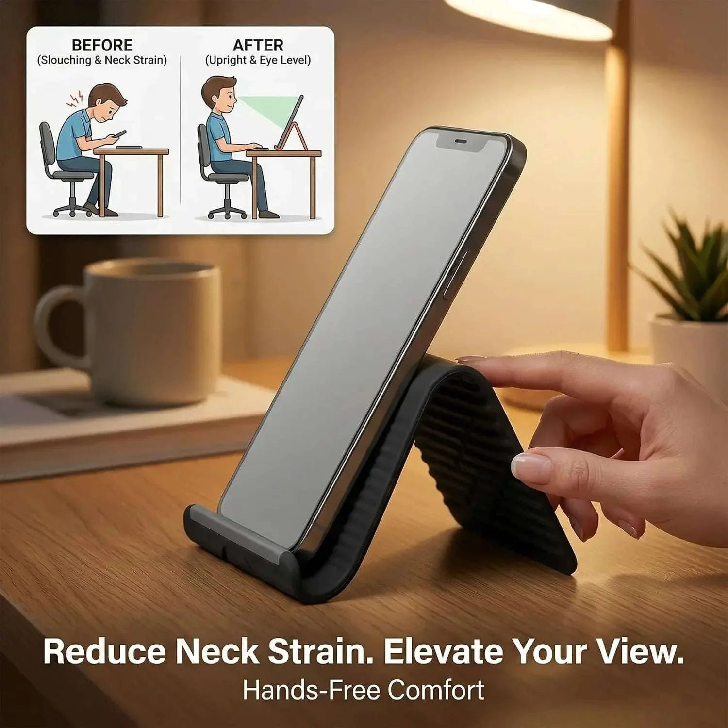 Flexible Foldable Silicone Phone Holder Portable Adjustable Multi-Angle Desktop Stand For iPhone iPad Laptop Tablet Home Office-Orange