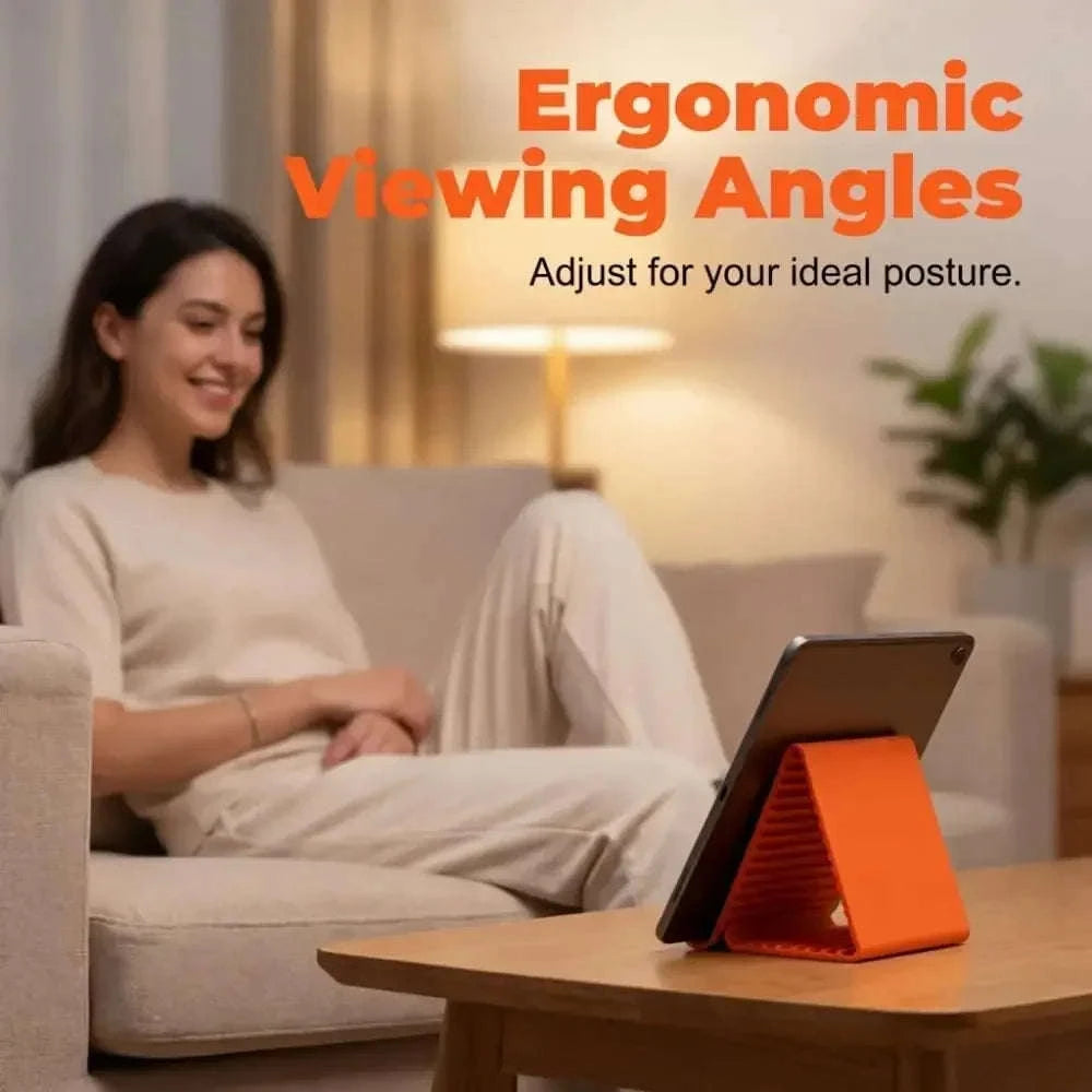 Flexible Foldable Silicone Phone Holder Portable Adjustable Multi-Angle Desktop Stand For iPhone iPad Laptop Tablet Home Office-Orange