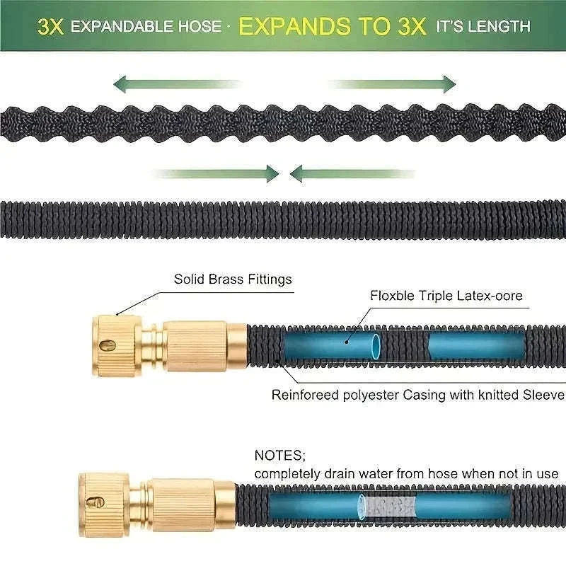 Flexible Garden Hose with High-Pressure Nozzle-lake blue / 1/2'' / 75ft