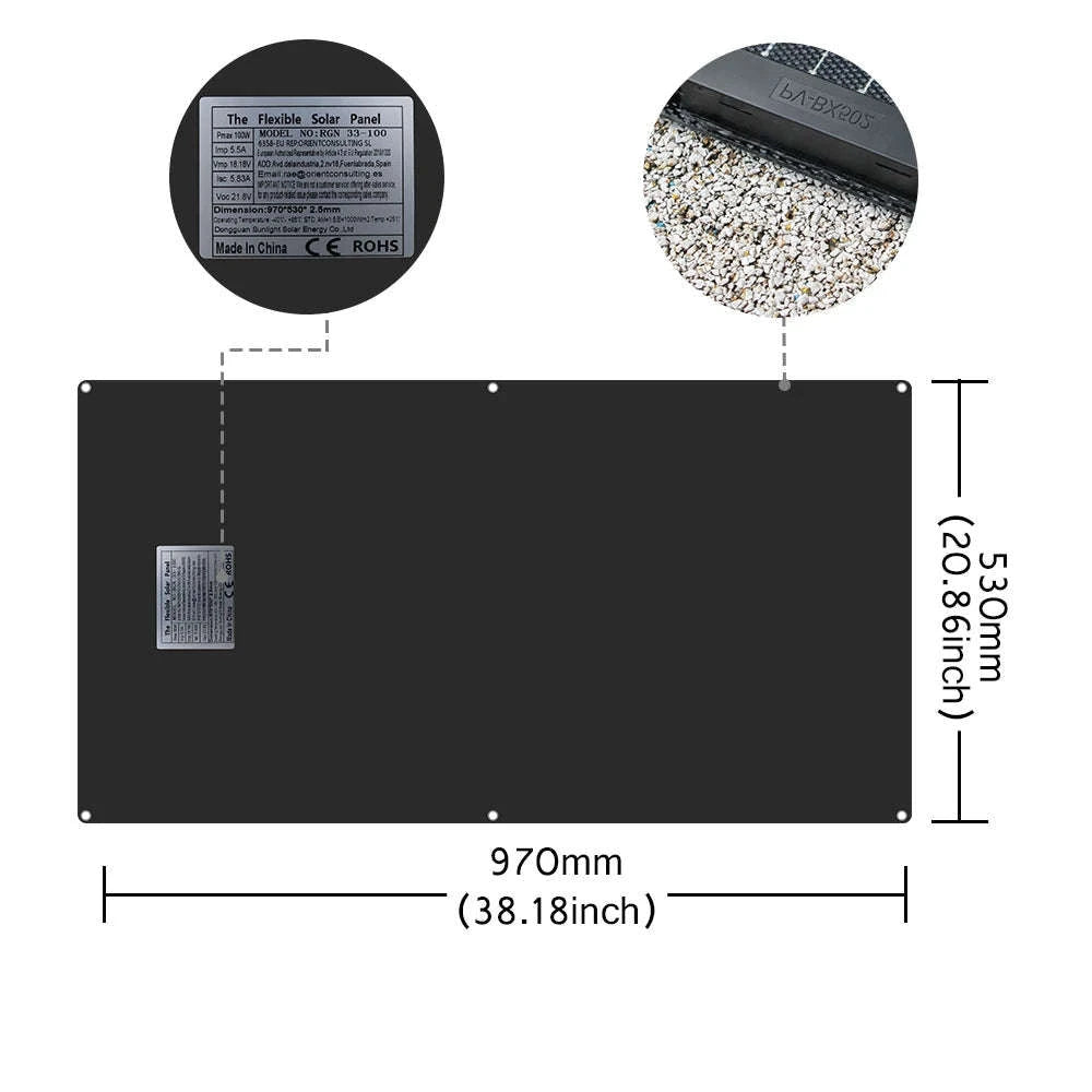 Flexible Solar Panel Kit 100W–300W-ETFE 100W panel / CHINA