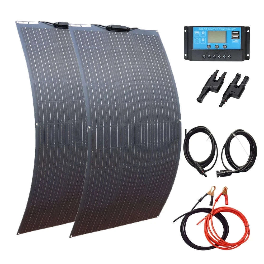 Flexible Solar Panel Kit for 12V 24V Battery-2pcs 100w only / China Mainland
