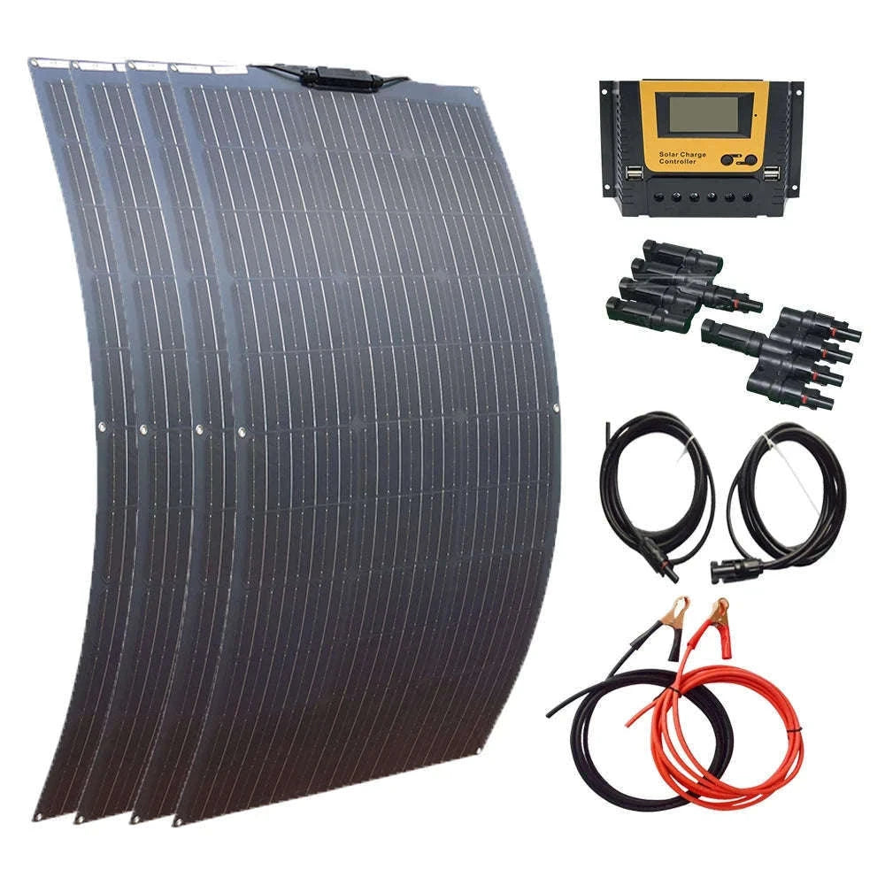 Flexible Solar Panel Kit for 12V 24V Battery-2pcs 100w only / China Mainland