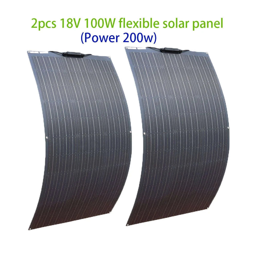 Flexible Solar Panel Kit for 12V 24V Battery-2pcs 100w only / China Mainland