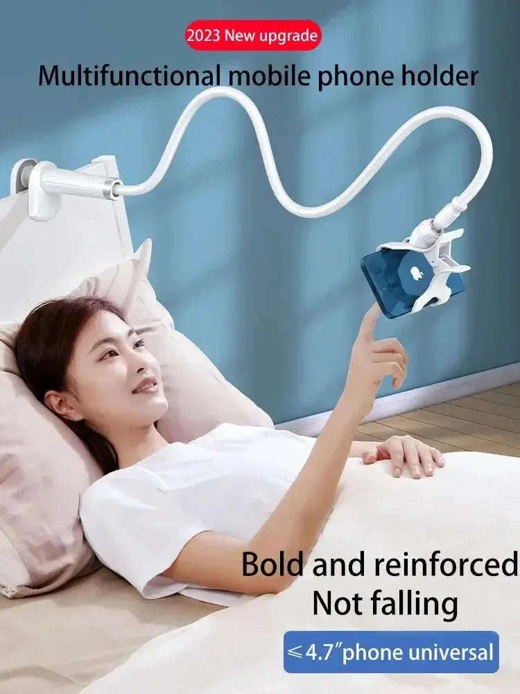 FlexiView Gooseneck Phone Holder – Flexible Arm, Strong Clamp, Hands‑Free Viewing-white