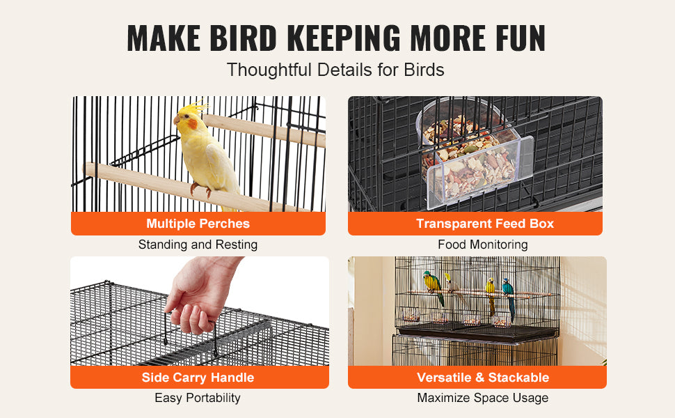 30 in Stackable Divided Bird Cage with Handle and Perches