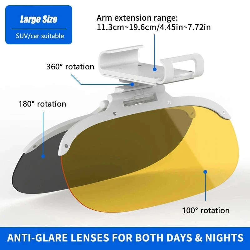 Flip-On Car Sun Visor Polarized Anti-Glare Lens-Size L