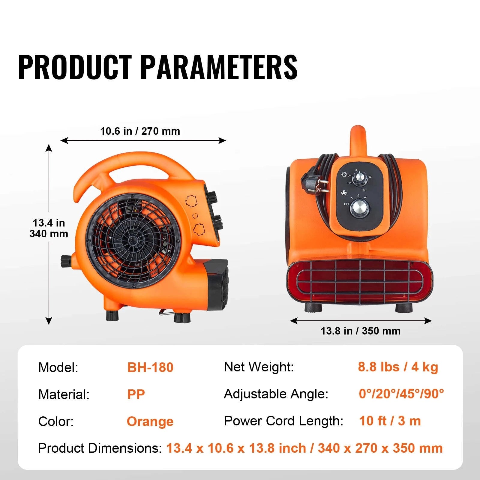 Floor Blower 1400 RPM 4000 CFM Air Mover for Drying and Cooling-1300 RPM / france