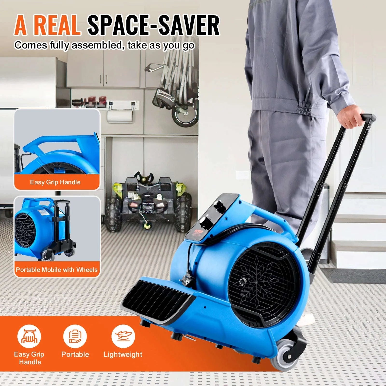 Floor Blower 1400 RPM 4000 CFM Air Mover for Drying and Cooling-1300 RPM / france