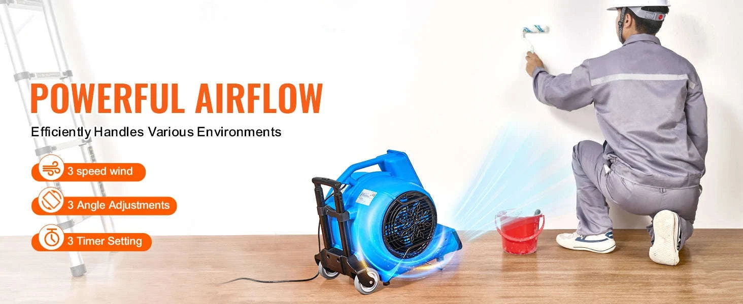 Floor Blower 1400 RPM 4000 CFM Air Mover for Drying and Cooling-1300 RPM / france