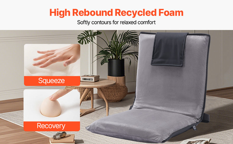 Chaise de sol réglable avec dossier, canapé en mousse pliable