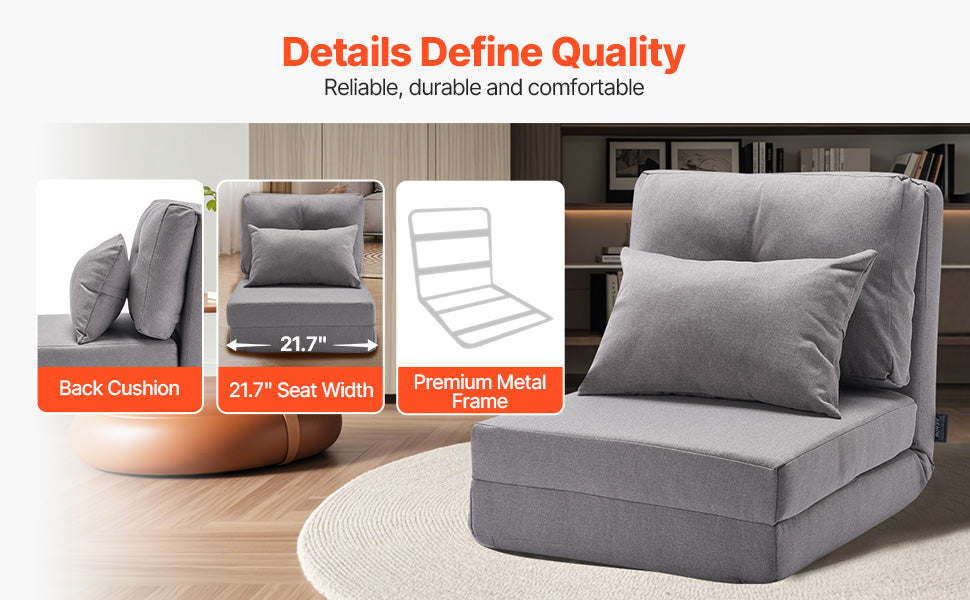 Chaise de sol réglable avec dossier, canapé en mousse pliable
