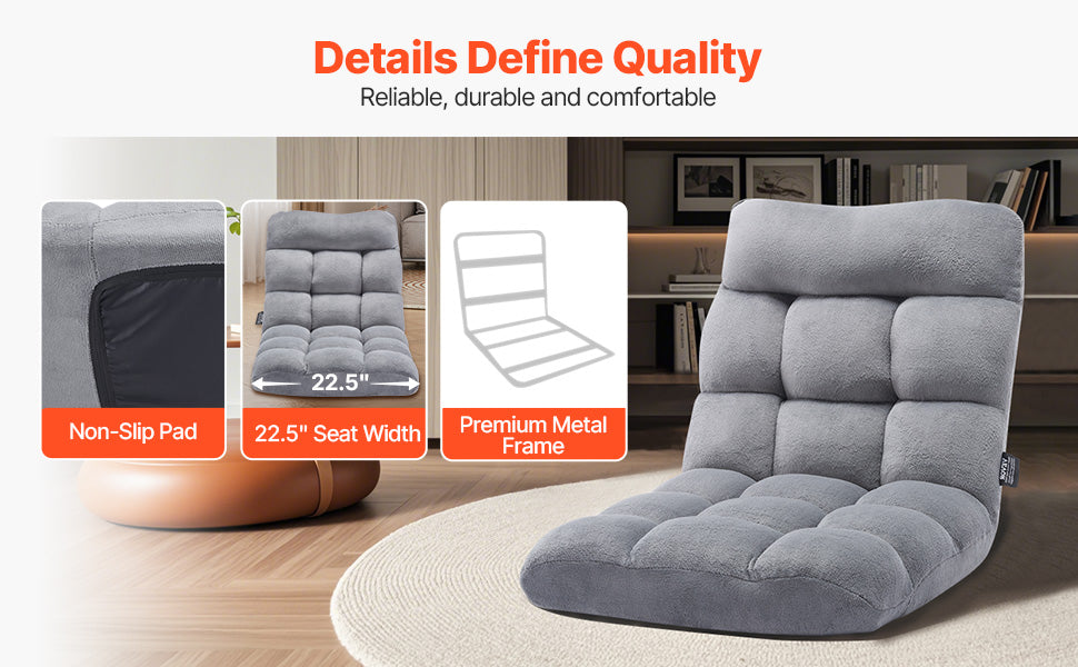 Chaise de sol réglable avec dossier, canapé en mousse pliable