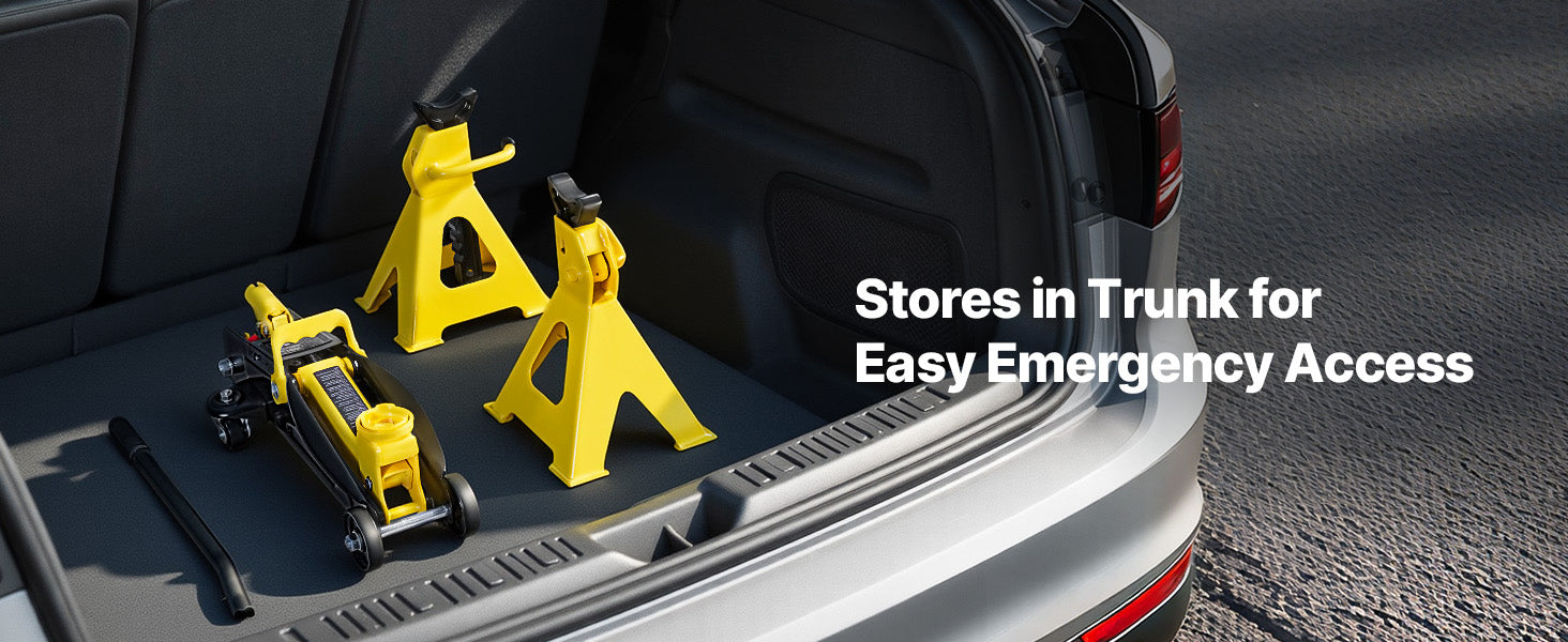 Low Profile Floor Jack with Stands, Steel Hydraulic Car Lift