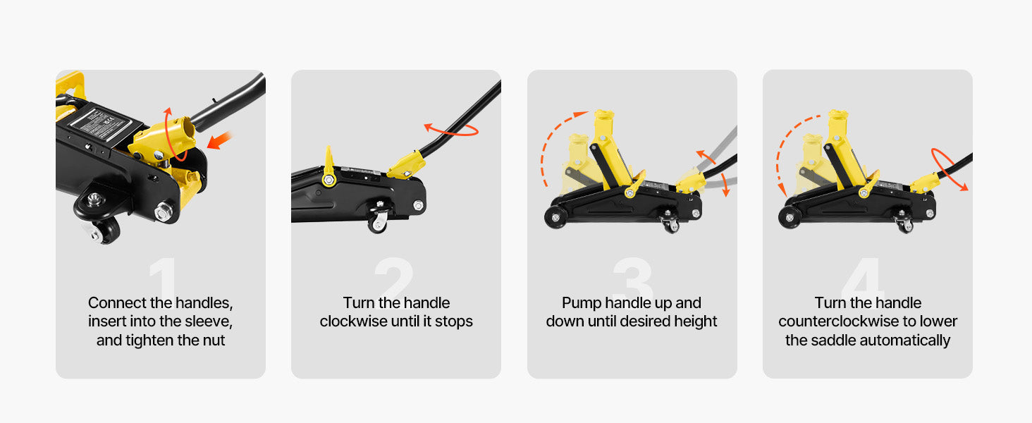 Low Profile Floor Jack with Stands, Steel Hydraulic Car Lift