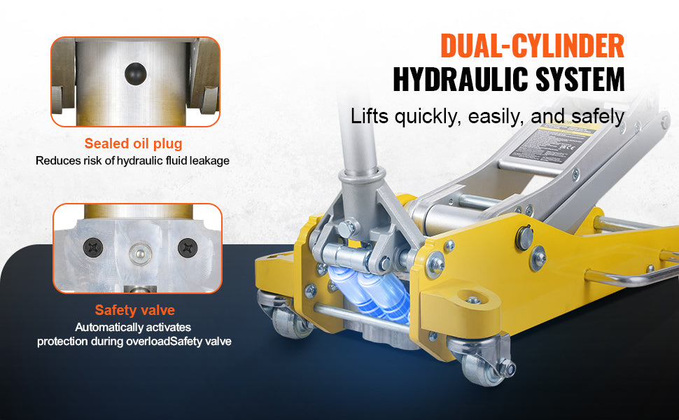 3 Ton Lage Profiel Aluminium Krik met Dubbele Pomp Hefmechanisme