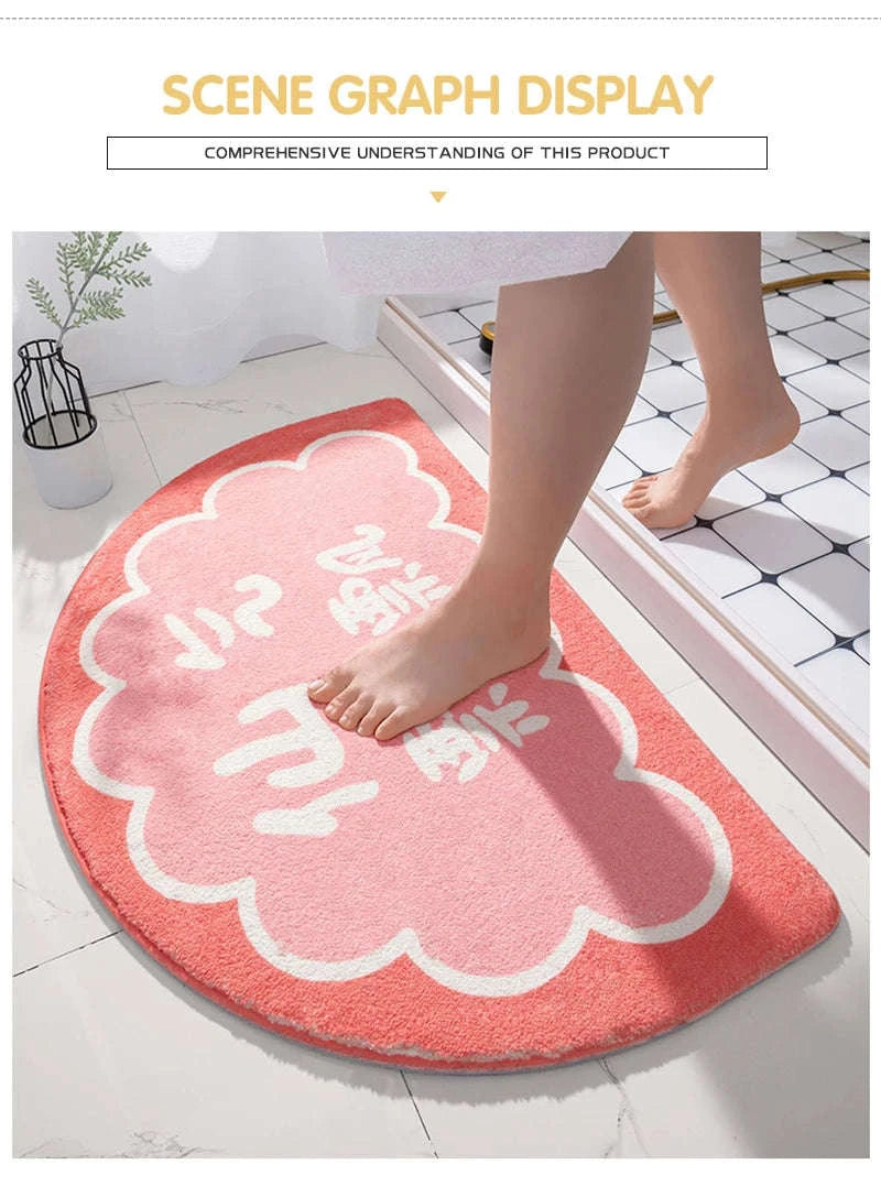Floral Floor Mat – Text Flowers Design-Spring flowers bloom / 40cmx60cm