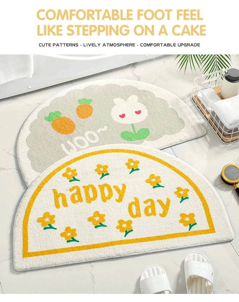 Floral Floor Mat – Text Flowers Design-Spring flowers bloom / 40cmx60cm