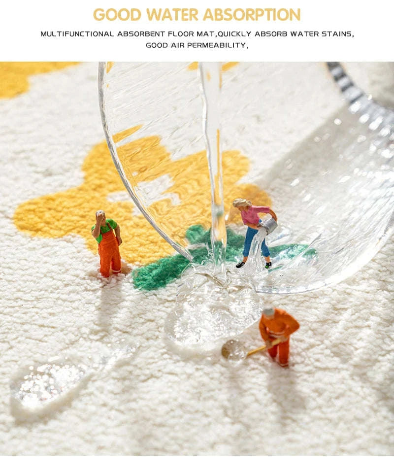 Floral Floor Mat – Text Flowers Design-Spring flowers bloom / 40cmx60cm