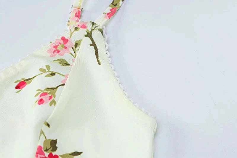 Floral Print Maxi Dress with Open-Back, Square Neckline-Apricot / L