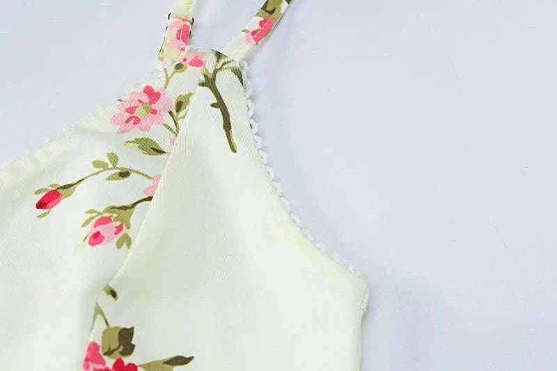 Floral Print Maxi Dress with Open-Back, Square Neckline-Apricot / L