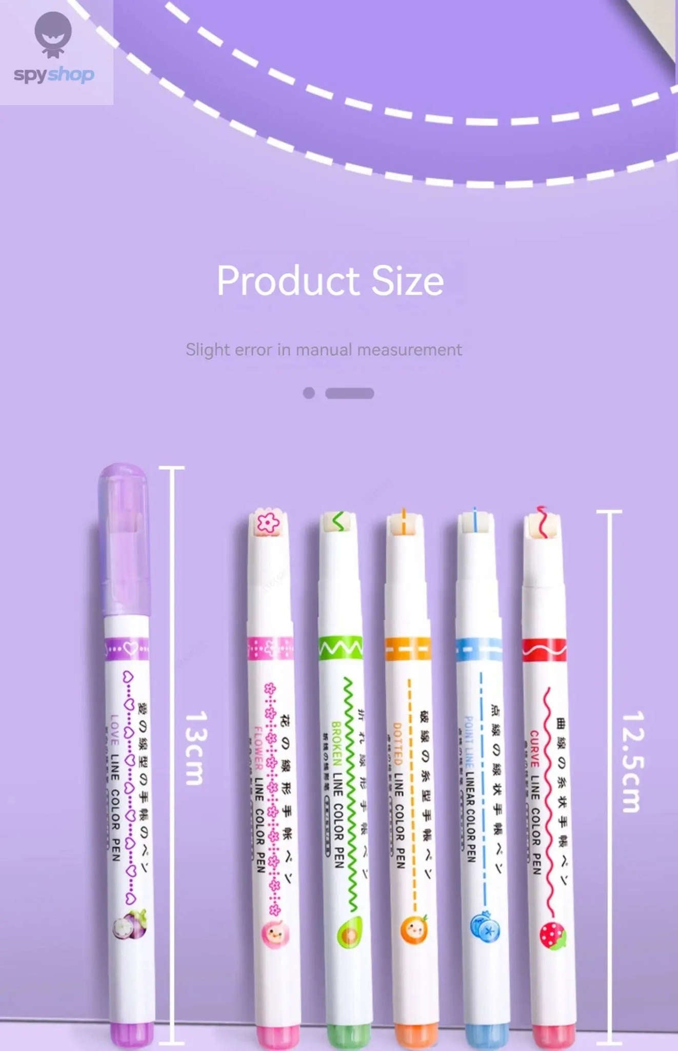 Flower Line Highlighter Pen Set, 6 Vibrant Decorative Markers-7068A-6 Colors