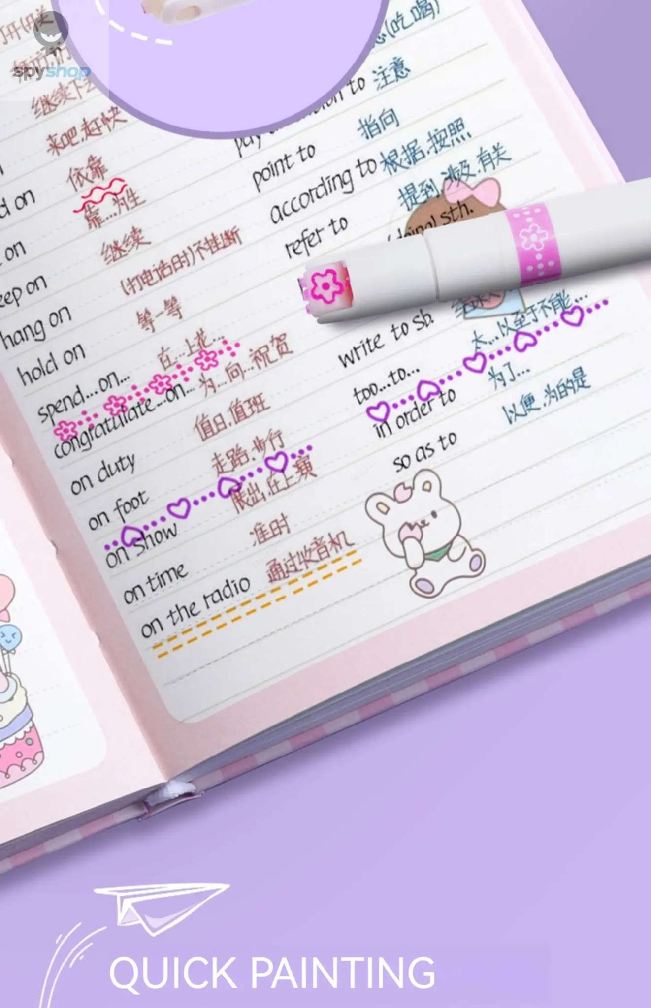 Flower Line Highlighter Pen Set – Decorative Roller Tips, Vibrant 6‑Color Markers-7068A-6 Colors