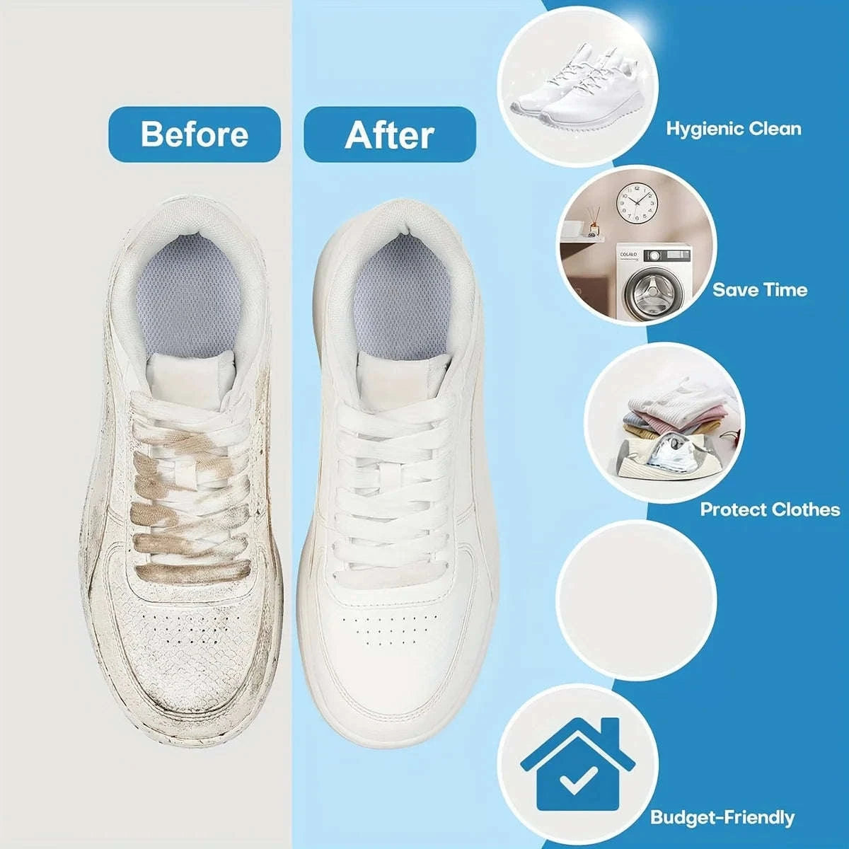 Fluffy Fiber 360° Surround Cleaning Shoe Washing Bag-WHITE 1pc