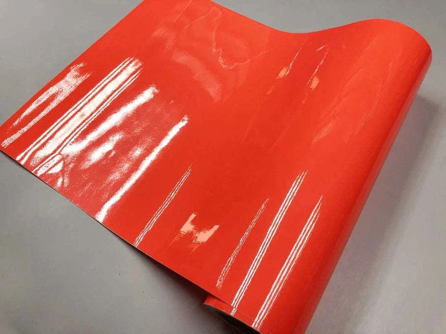 Fluorescent Yellow Glossy Vinyl Wrap Film-PINK / 30CM X 152CM