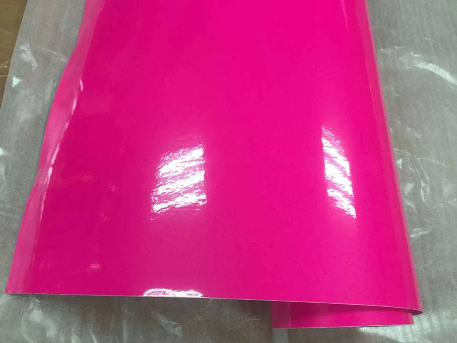 Fluorescent Yellow Glossy Vinyl Wrap Film-PINK / 30CM X 152CM