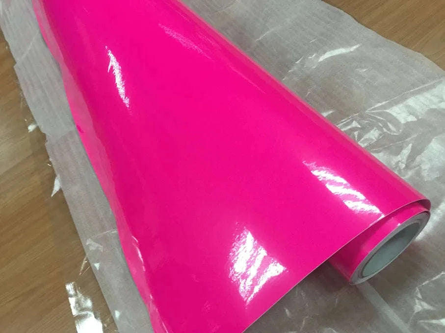 Fluorescent Yellow Glossy Vinyl Wrap Film-PINK / 30CM X 152CM