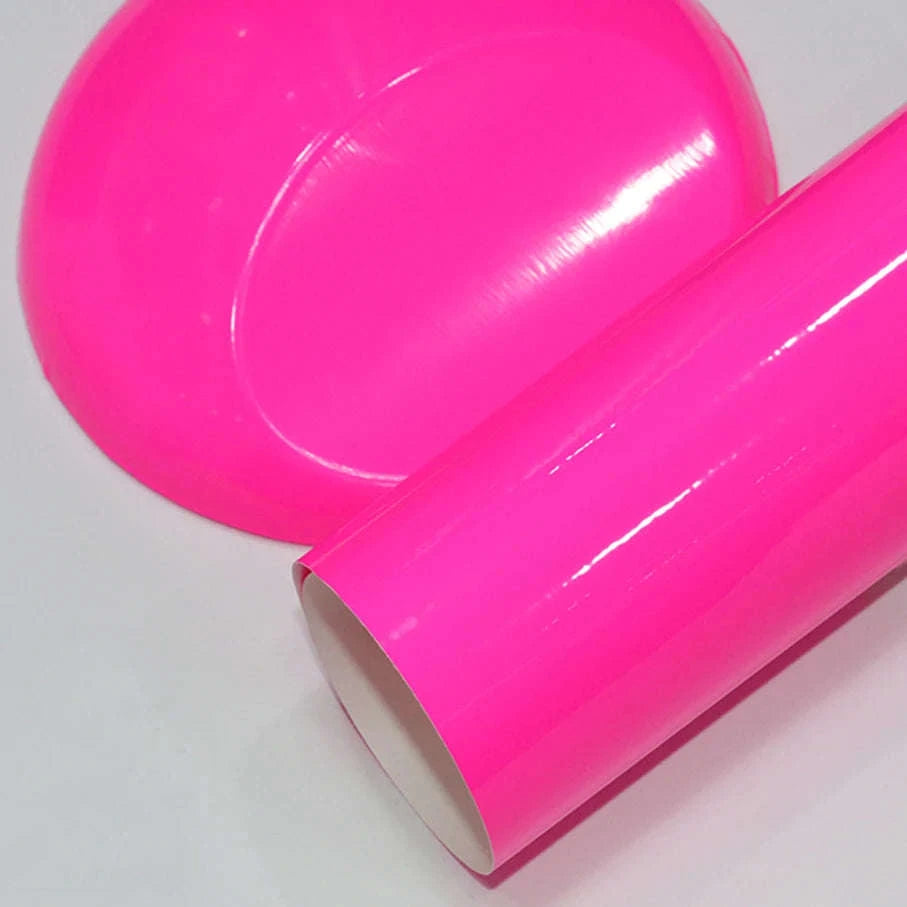 Fluorescent Yellow Glossy Vinyl Wrap Film-PINK / 30CM X 152CM