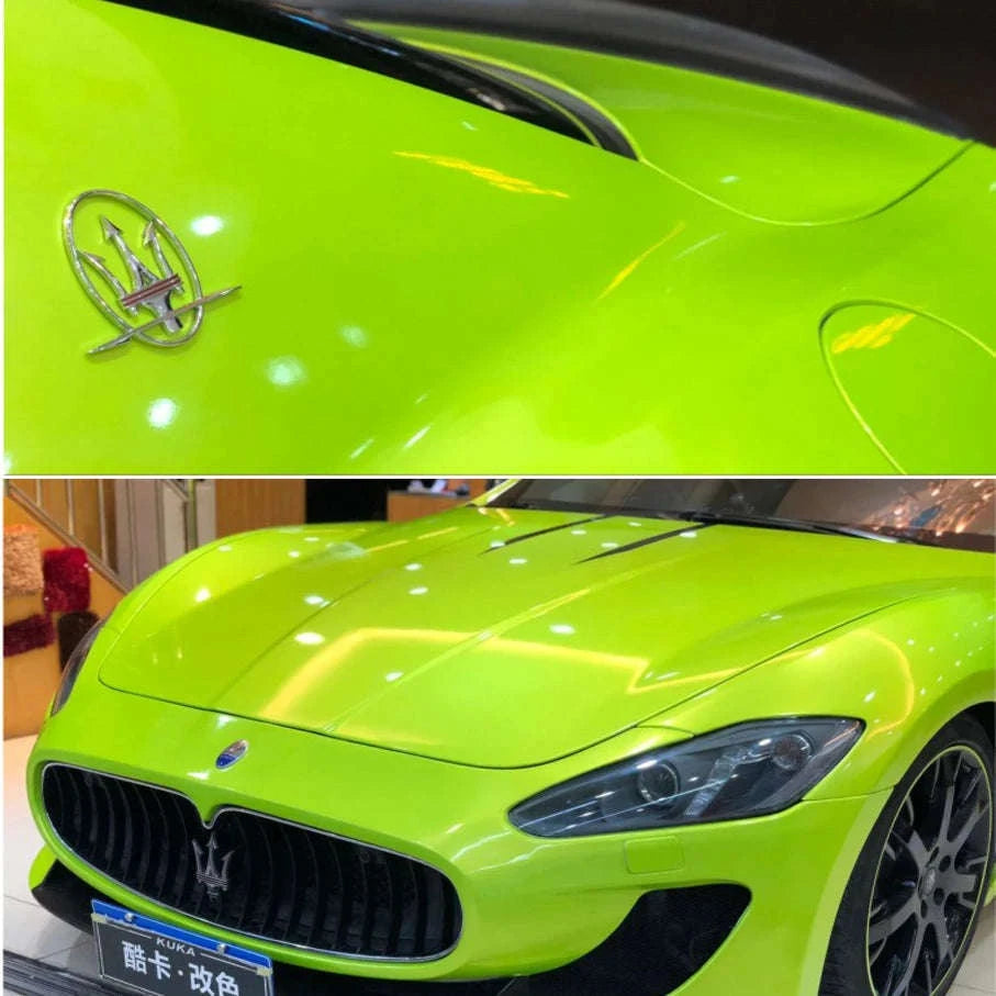 Fluorescent Yellow Glossy Vinyl Wrap Film-PINK / 30CM X 152CM