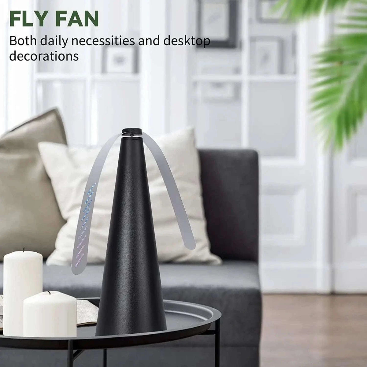 Fly Fan for Tables with Soft Blades, Quiet Airflow for Meals-black-battery