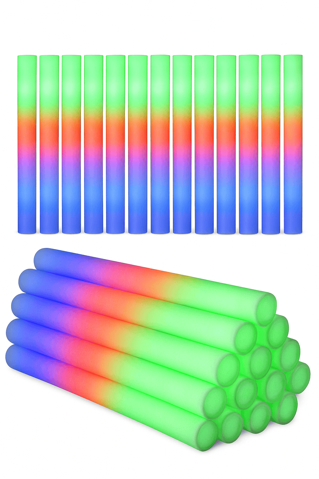 Foam Glow Sticks 30-Pack LED Flashing Batons-30Pcs MIX COLOR