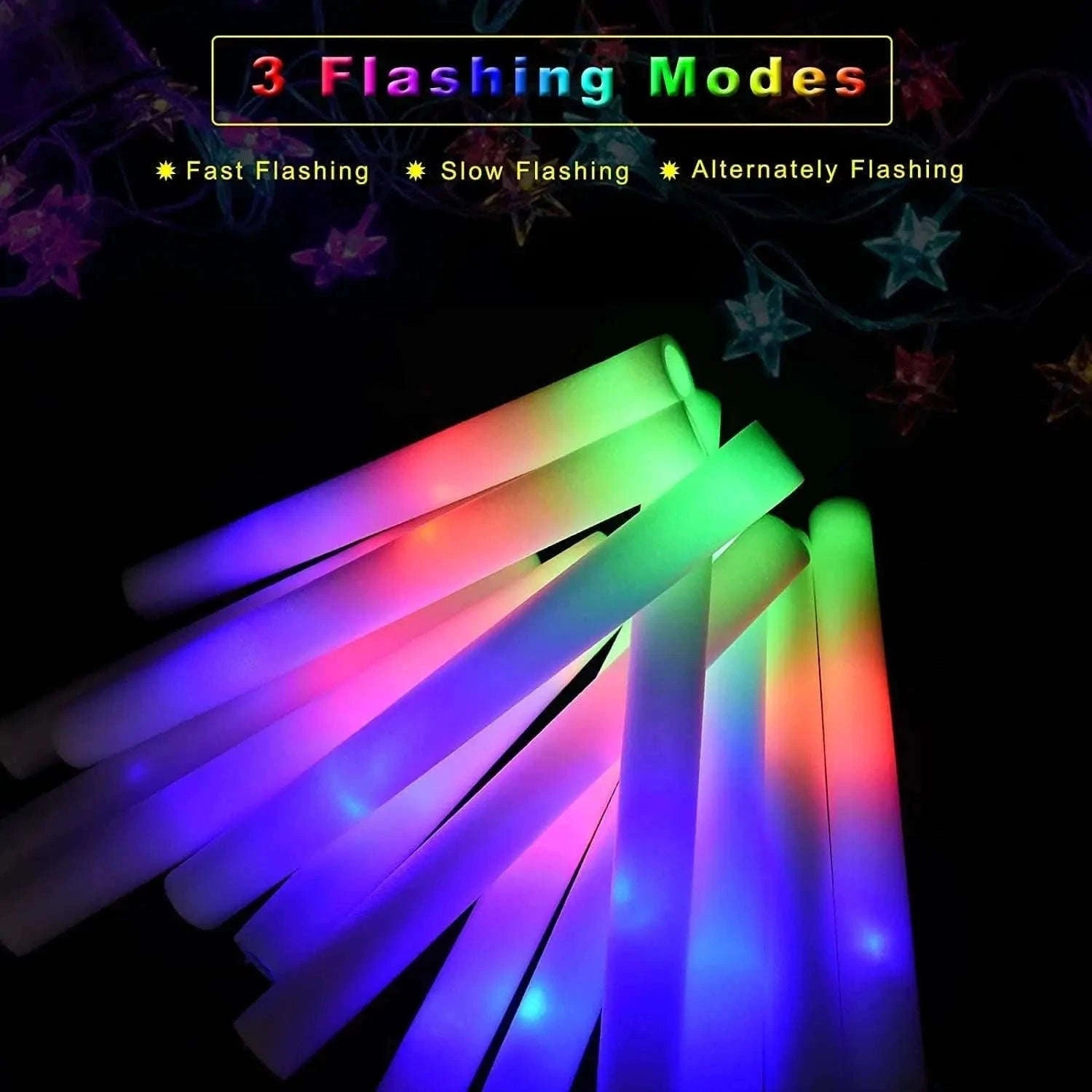 Foam Glow Sticks 30-Pack LED Flashing Batons-30Pcs MIX COLOR