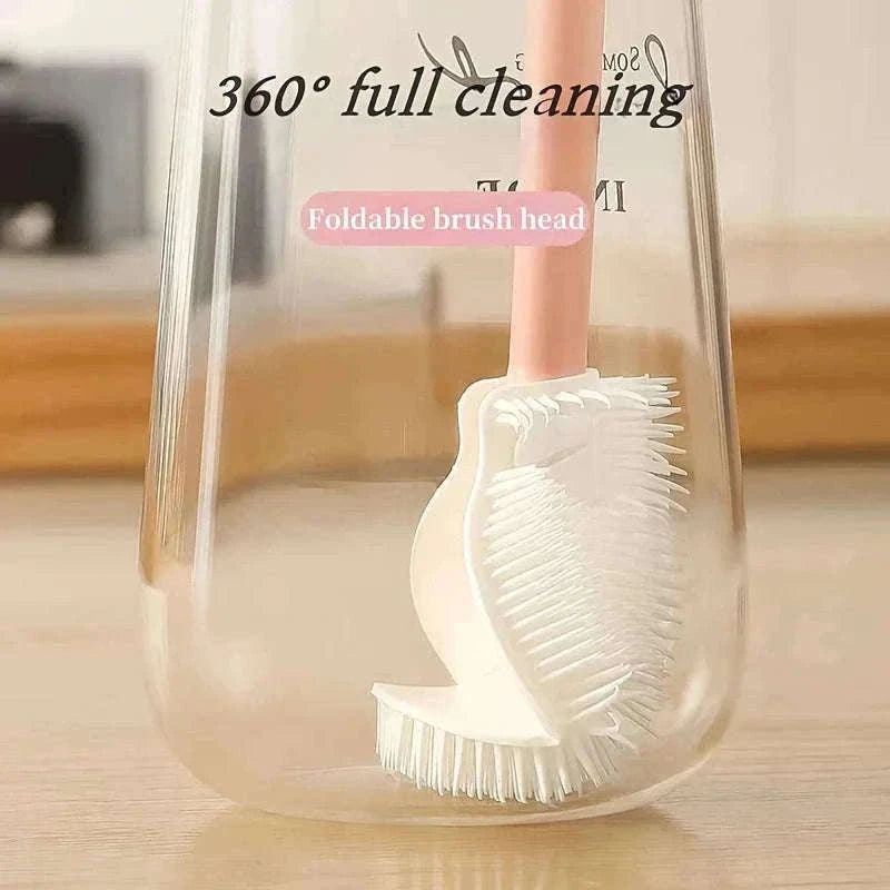 Foldable 360° Silicone Bottle Brush for Deep Cleaning-1pc