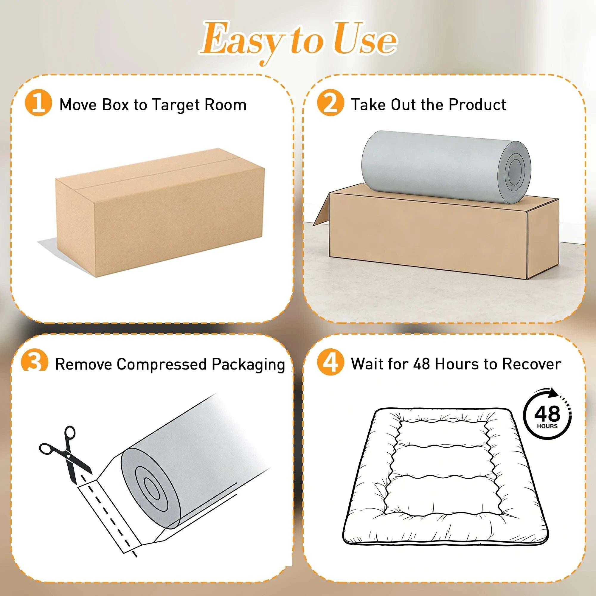 Foldable 4-Inch Mattress Topper Full Queen Soft Portable Bed-Gray / Twin / United States