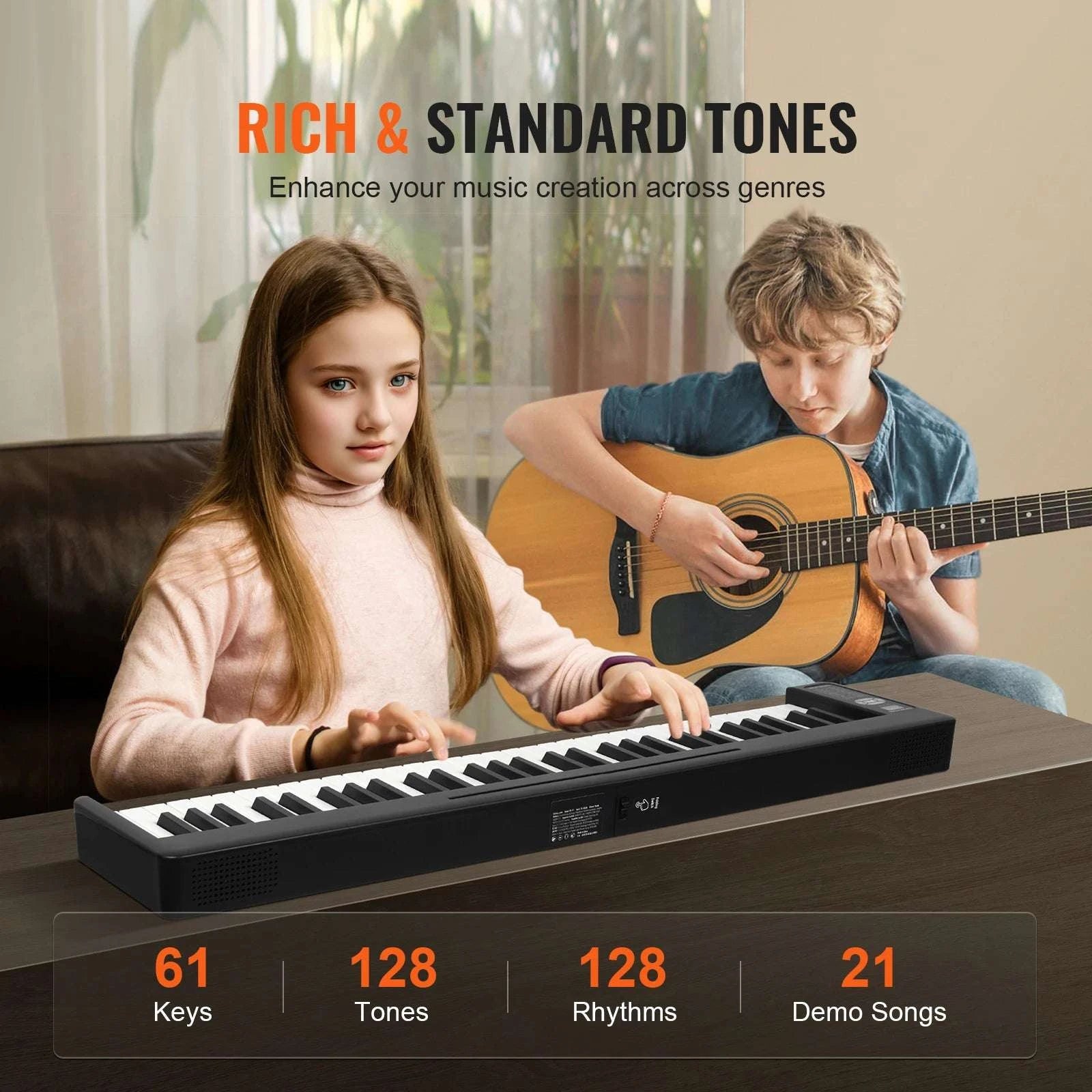 Foldable 61/88-Key Bluetooth MIDI Keyboard Piano with Rechargeable Battery-88 Keys Black / CZECH REPUBLIC