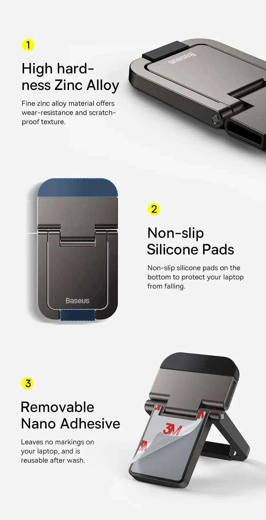Foldable Adjustable Laptop Stand with Cooling and Portable Design-Sliver