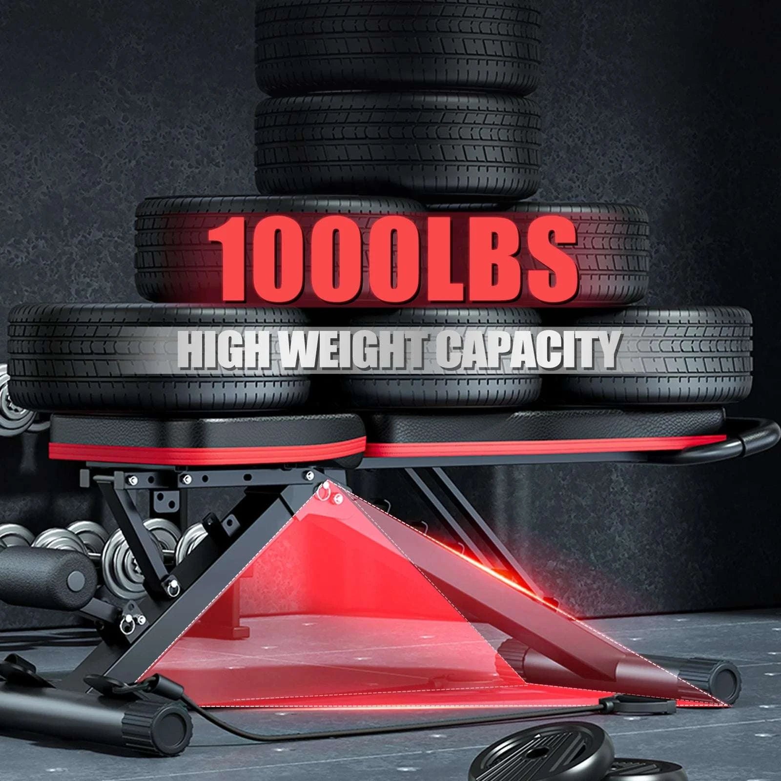 Foldable Adjustable Weight Bench with 1000 lb Capacity, 6 Inclines-United States