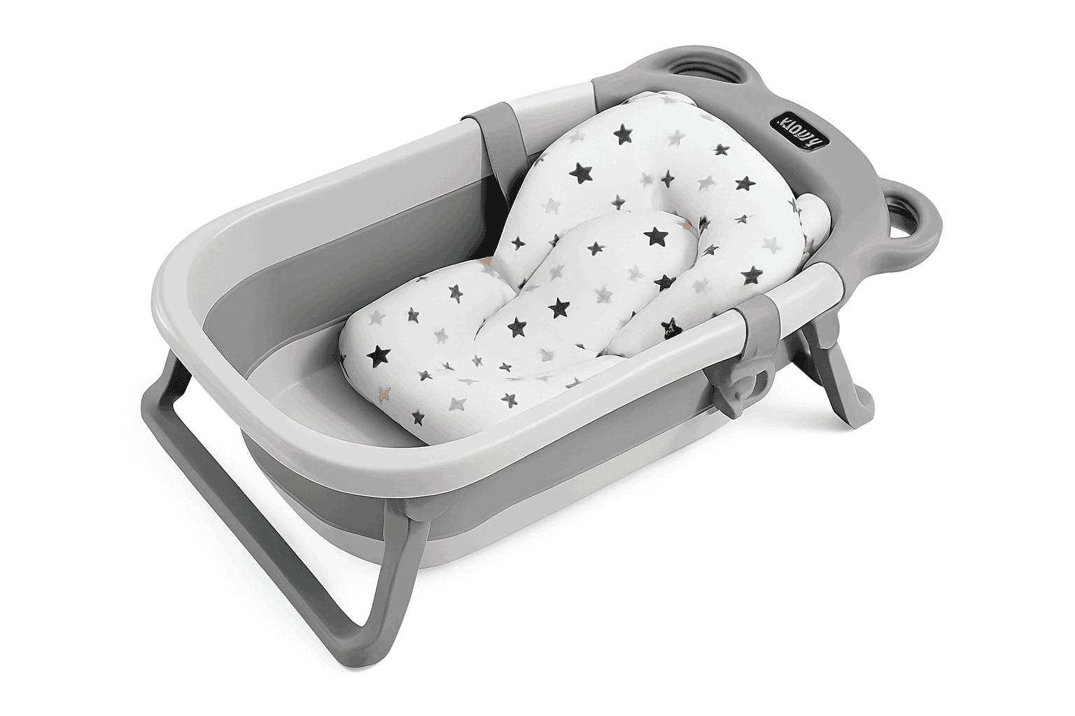 Foldable Baby Bathtub with Thermometer & Cushion for 0–15 Months-GRAY / france