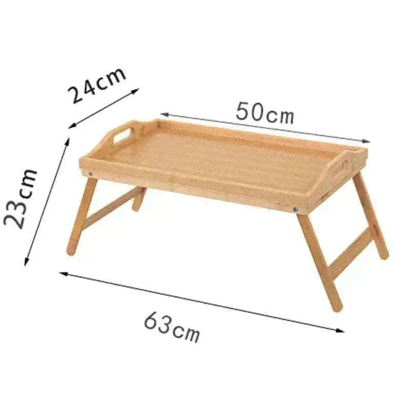 Foldable Bamboo Laptop Desk Bed Tray with Storage 50cm-yellow