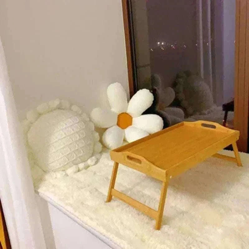Foldable Bamboo Laptop Desk Bed Tray with Storage 50cm-yellow
