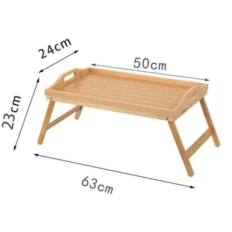 Foldable Bamboo Laptop Desk Bed Tray with Storage 50cm-yellow