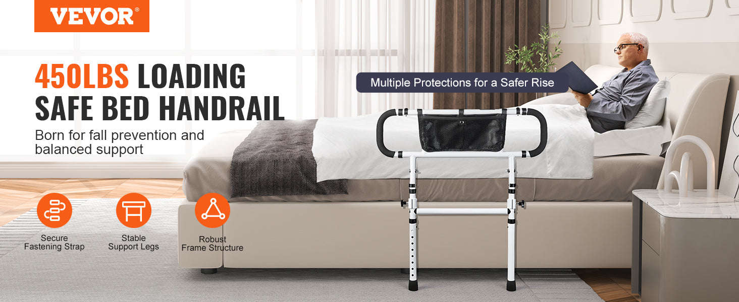 Foldable Bed Assist Rail with Adjustable Handle-10.14 bls / Germany