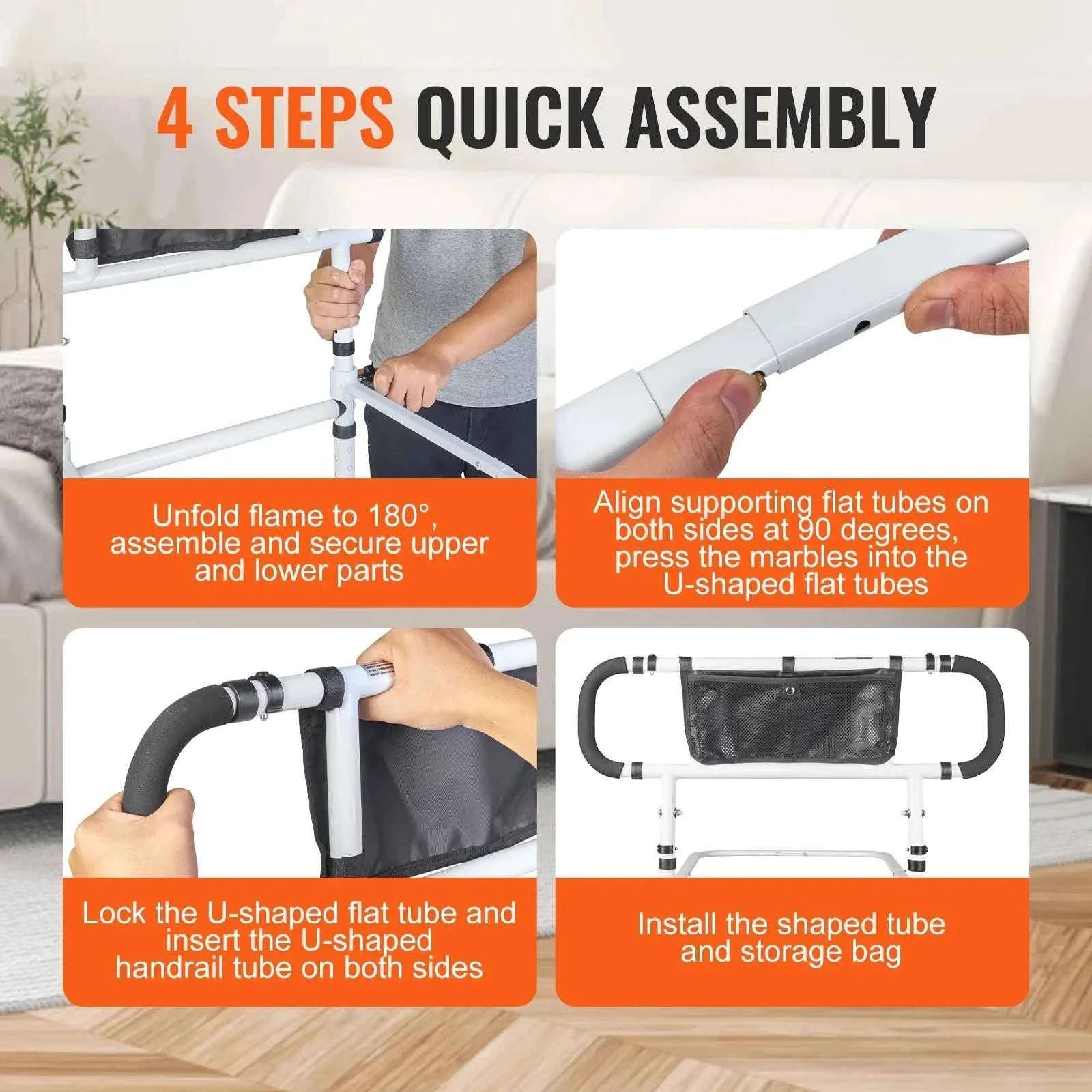 Foldable Bed Assist Rail with Adjustable Handle-10.14 bls / Germany