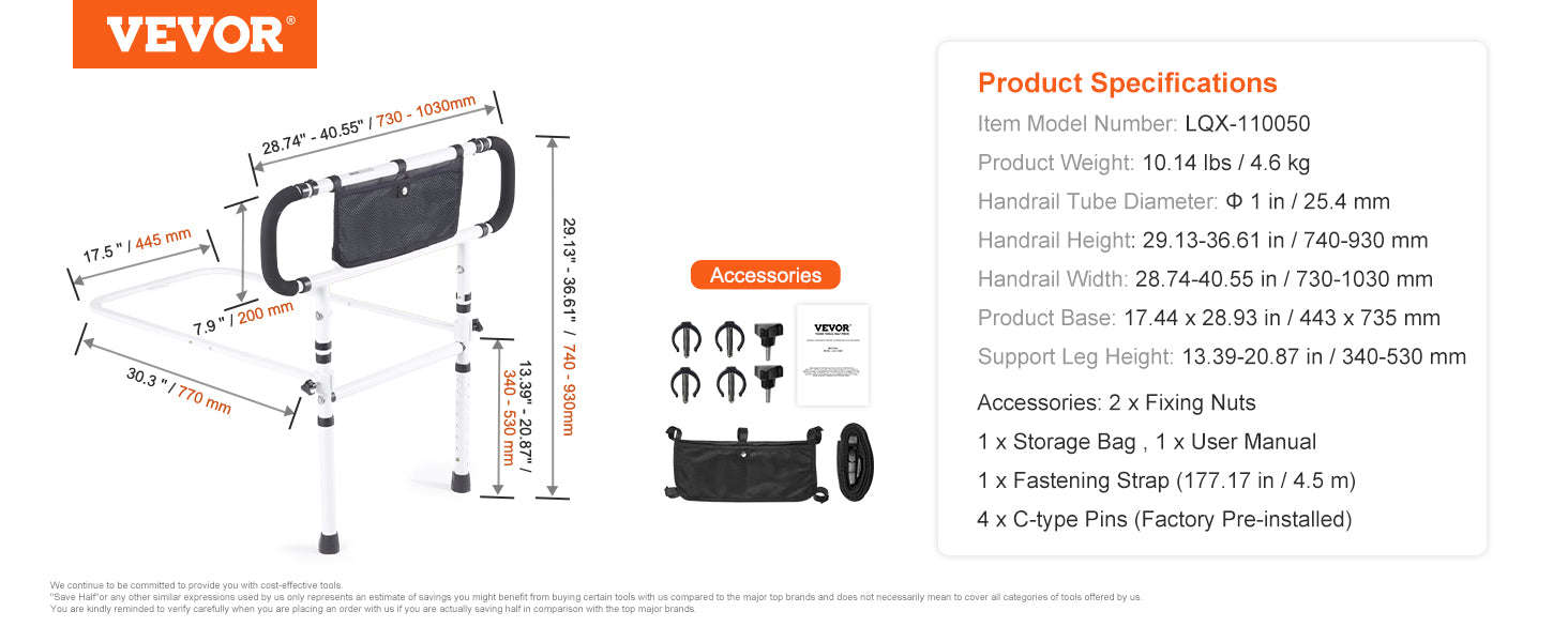 Foldable Bed Assist Rail with Adjustable Handle-10.14 bls / Germany