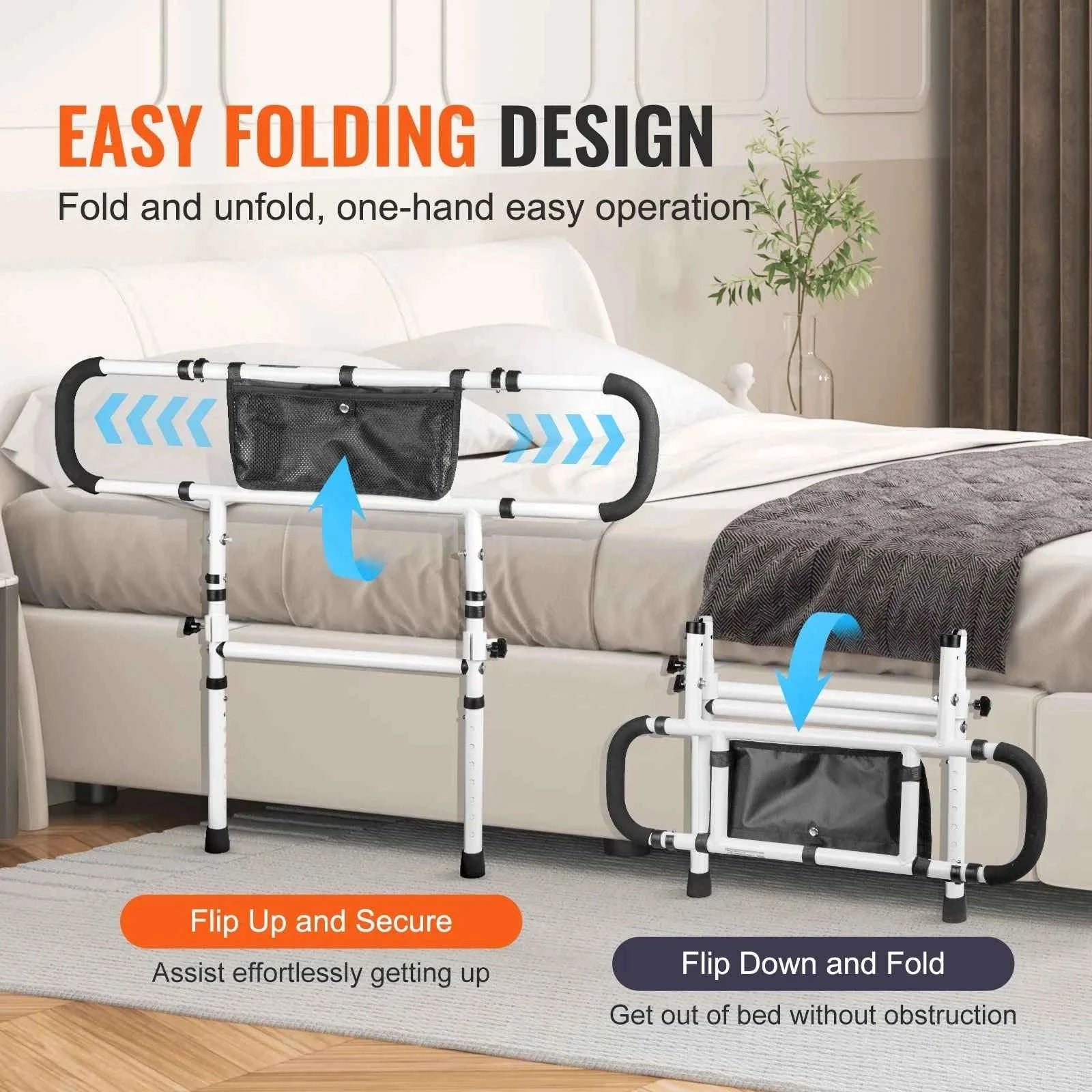 Foldable Bed Assist Rail with Adjustable Handle-10.14 bls / Germany